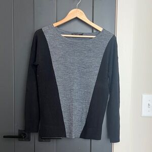The Limited Gray and Black Crew Neck Sweater